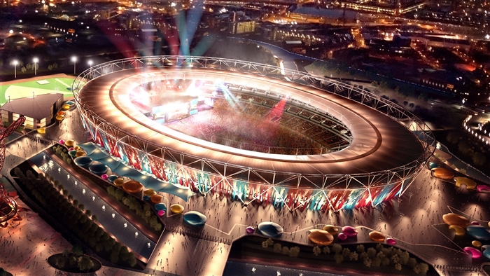 London 2012 Olympic Stadium at night 4K