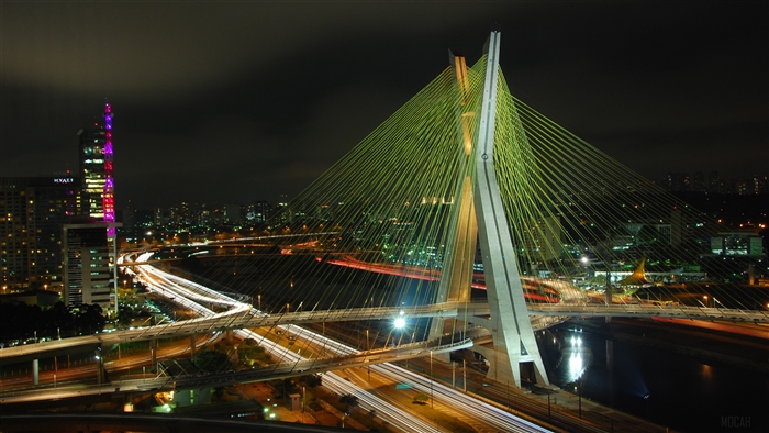 Octavio Frias de Oliveira Bridge at Night 4K