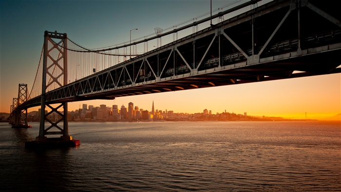 San Francisco Bay Bridge at sunset 4k
