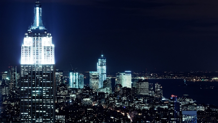 New York City Skyline at Night 4K