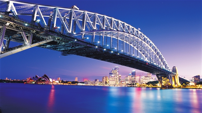 Sydney Harbour Bridge and Opera House at night 4K