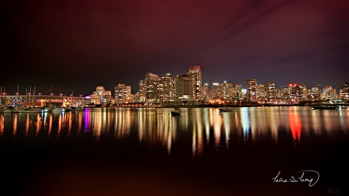 Vancouver City Skyline at Night 4K