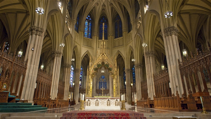 Interior of St. Patrick's Cathedral, New York 4K