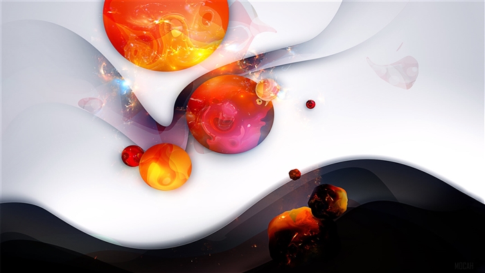 Abstract 4K spheres with flowing shapes