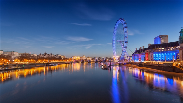 London Eye and River Thames at Dusk 4K