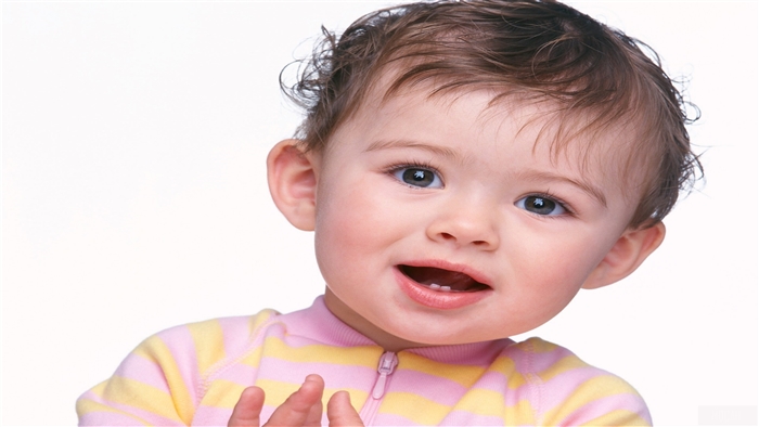 Cute Baby in Pink and Yellow Striped Onesie 4K