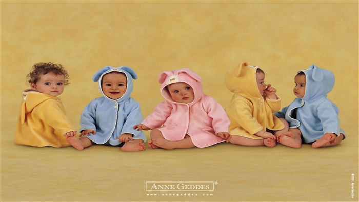 Five Babies in Animal Hooded Outfits by Anne Geddes