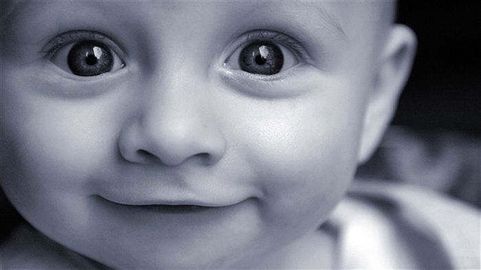 Cute baby face close-up 4K
