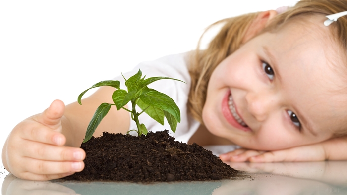 Cute Baby Girl with Plant 4K