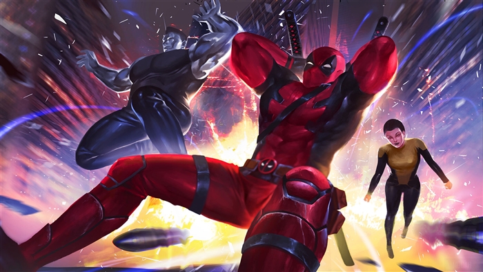 Deadpool, Colossus, and Teenage Warhead in Artwork 4K