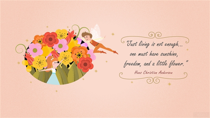 Hans Christian Andersen Quote with Flowers and Fairies