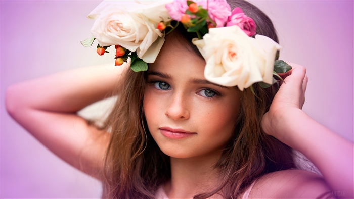 Cute Child with Flower Crown 4K