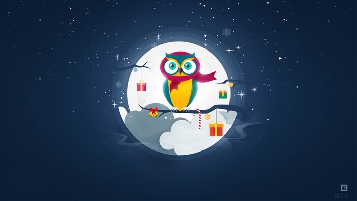 Christmas Owl on a Moonlit Night 4K