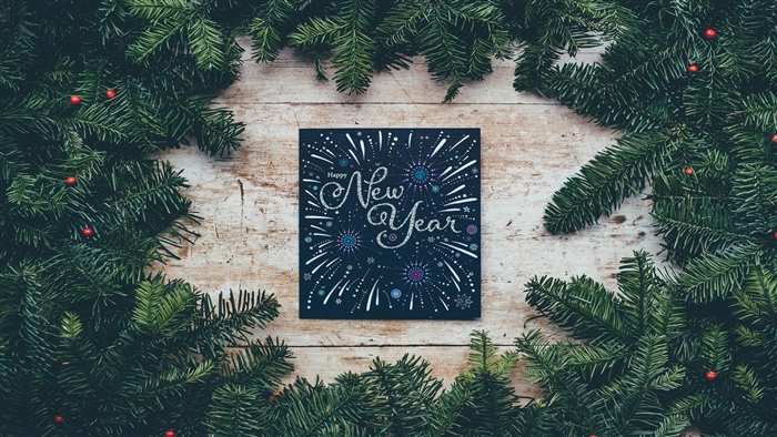 Happy New Year card with fir branches