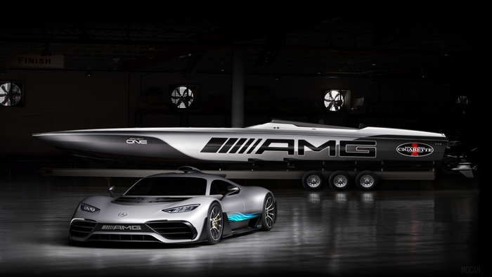 Mercedes-AMG Project One car and Cigarette boat