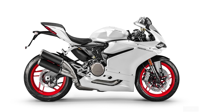 White Ducati 959 Panigale motorcycle 4K