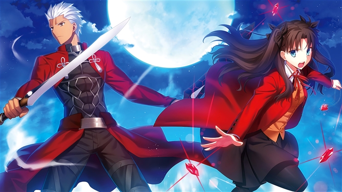 Rin Tohsaka and Archer from Fate/stay night 4K