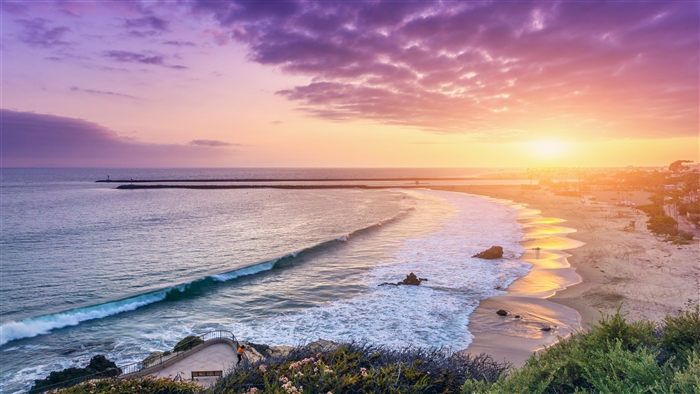 Sunset over Corona del Mar, Newport Beach 4K