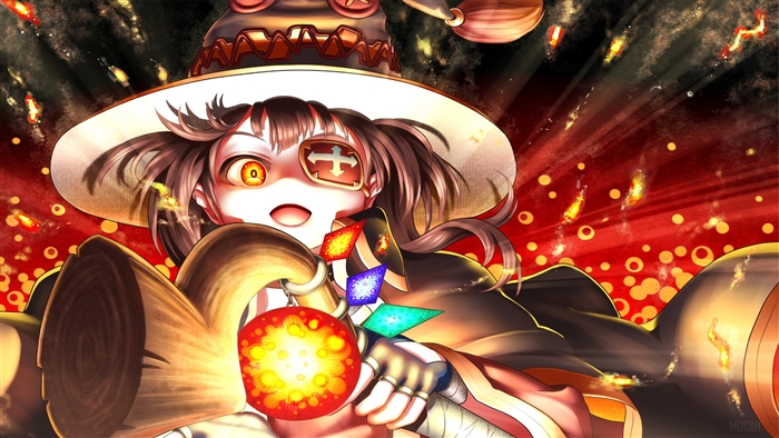 Megumin from KonoSuba casting a spell