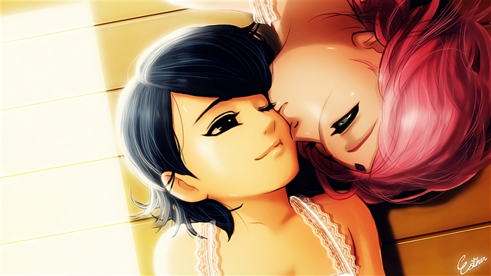 Anime Girls Kissing 4K