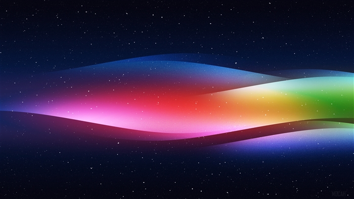 Colorful Spectrum Waves in Starry Night Sky 4K
