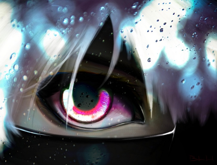 Ken Kaneki's eye from Tokyo Ghoul with rain