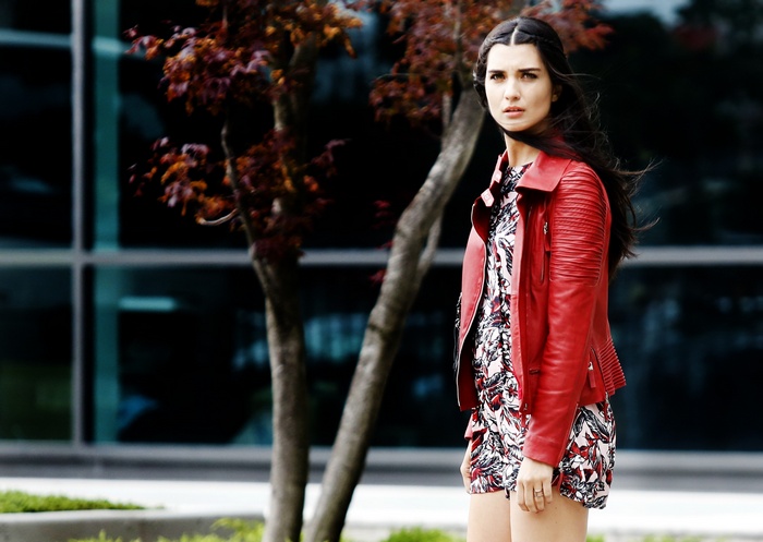 Tuba Buyukustun in a red jacket