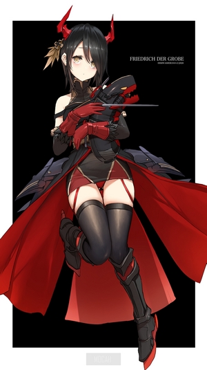 Friedrich der Grosse from Azur Lane holding a mechanical dragon