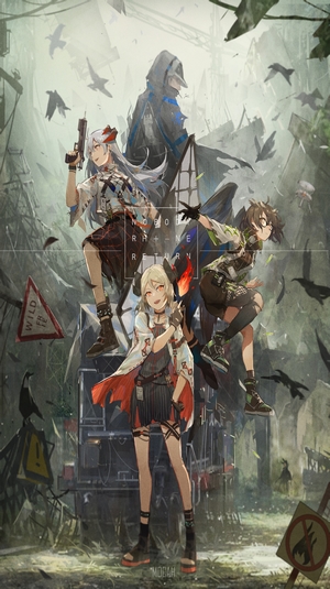 Anime characters in a post-apocalyptic setting