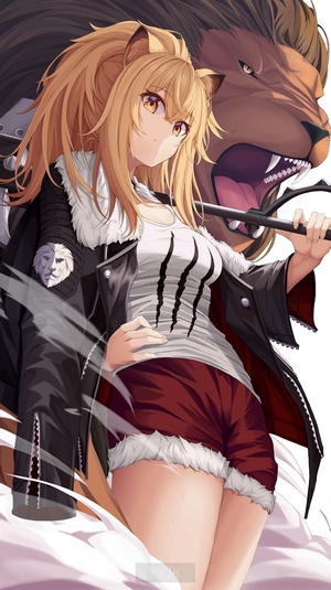 Siege from Arknights with a lion