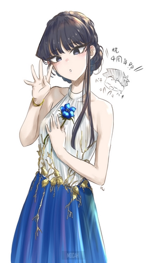 Komi Shouko in Elegant Blue Dress Fan Art