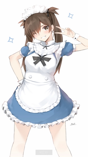 Anime girl in maid outfit posing