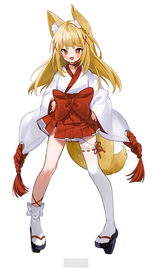 Anime girl with fox ears and tail
