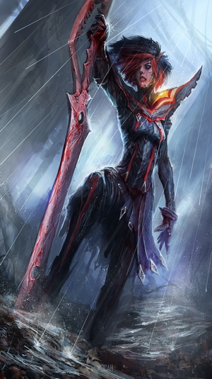 Ryuko Matoi from Kill la Kill with Scissor Blade in Rain