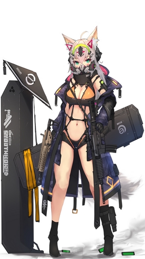 Anime girl with cat ears and guns