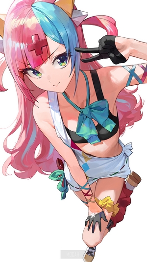 Anime girl with pink and blue hair