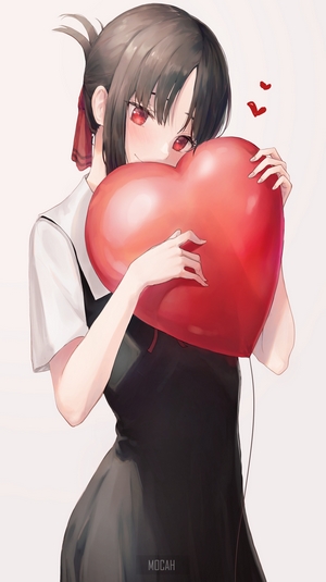 Kaguya Shinomiya from Kaguya-Sama: Love is War with heart balloon