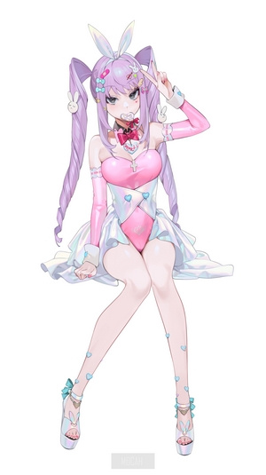 Anime girl with bunny ears and pink outfit
