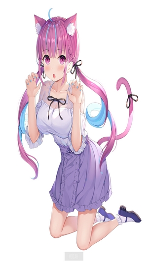 Minato Aqua from Hololive as a cat girl