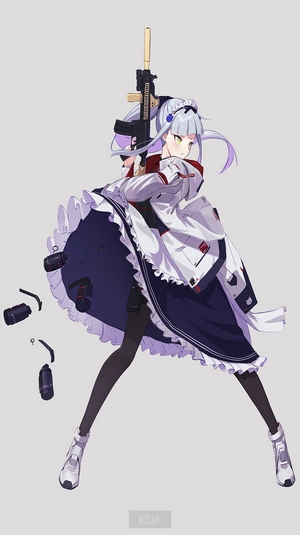 Anime girl with rifle and grenades from Girls Frontline