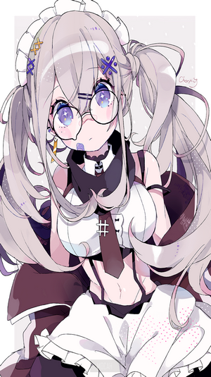 Anime girl with glasses and pigtails