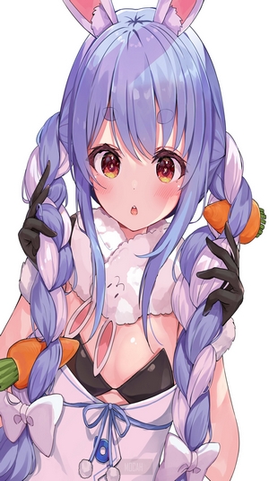 Usada Pekora with Bunny Ears and Carrot Braids