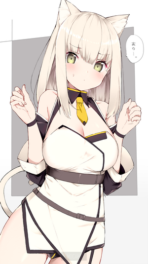 Anime girl with cat ears and yellow tie