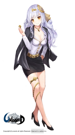 Anime girl with white hair and business attire
