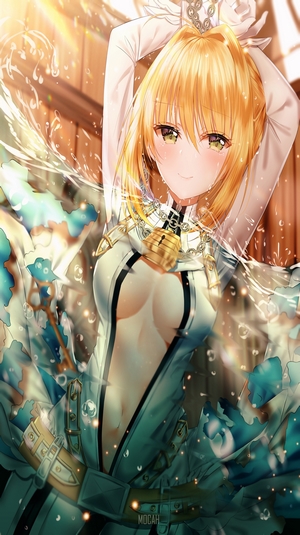 Saber from Fate Series in white dress