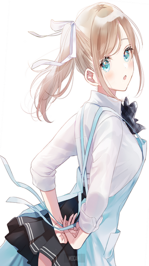 Anime girl with blue eyes and blonde ponytail