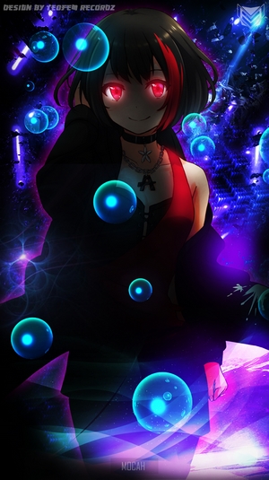 Mysterious Anime Girl with Red Eyes and Abstract Glow