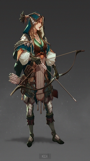 Anime Archer Woman with Bow and Arrows