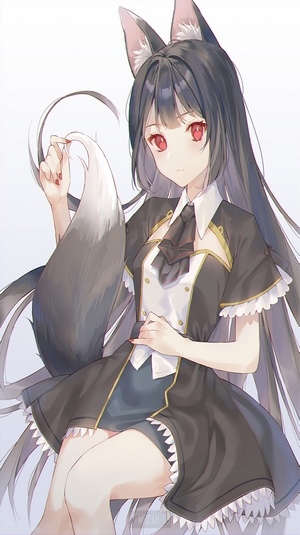 Anime girl with fox ears and tail