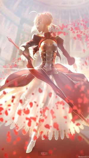 Saber from Fate Series in Elegant Battle Pose